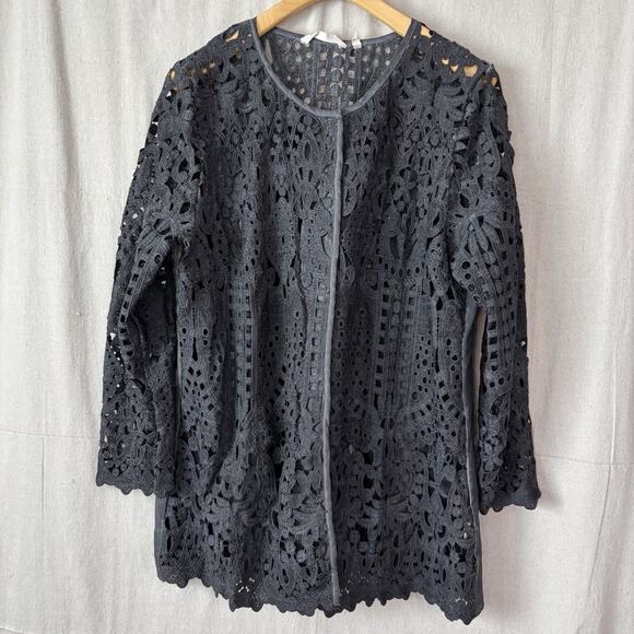 Soft Surroundings Women Boho Whimsigoth Artsy Lagenlook Lace Jacket Size PXL - Picture 1 of 9